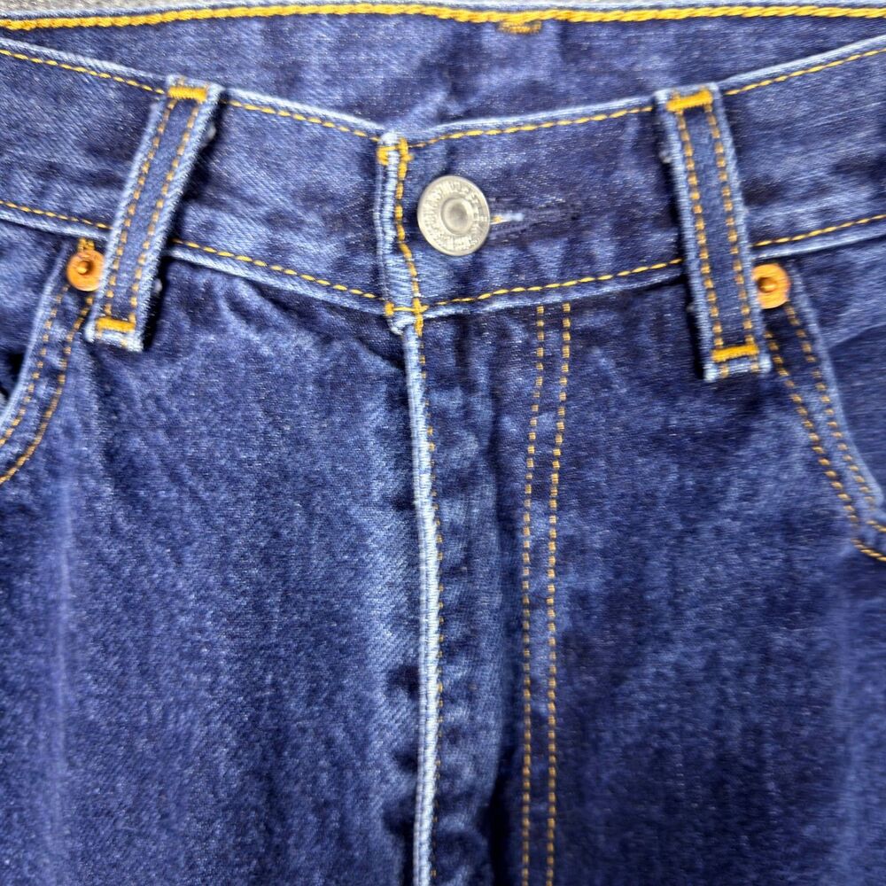 Levis 505 Men's Jeans 36x30(34x28) Regular Fit Straight Leg Dark Wash Blue Denim - Picture 6 of 14